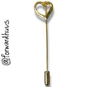 Vintage Gold Tone Heart Stick Pin Hat Pin – Open Design